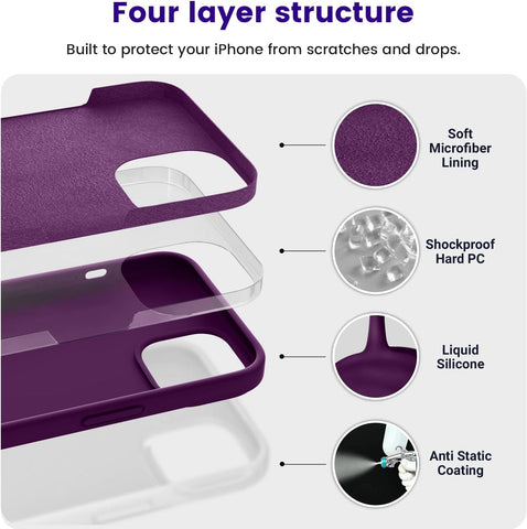 OTOFLY Designed for iPhone 13 Case, Silicone Shockproof Slim Thin Phone Case for iPhone 13 6.1 inch Purple