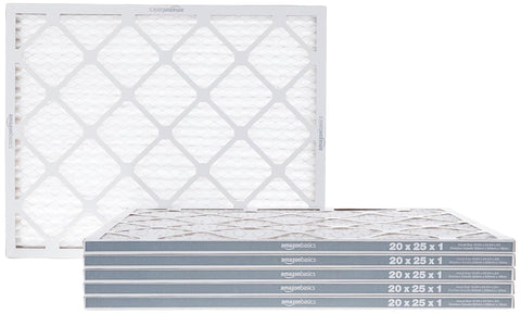 Amazon Basics 20x25x1 Air Filter 6-Pack, MERV 8 AC Furnace Filters, Removes Dust, Electrostatic, Allergen Control (Actual Size: 19.75" x 24.75" x 0.75")