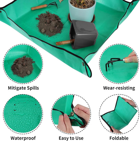Azureblue Plant Repotting Mat for Indoor Plants Potting Soil Mix, Waterproof Plant Repotting Tray, Potting Mat Gardening Tray for Indoor Potting Succulents Cactus Orchid Pots, Garden Gift(26.8"x26.8")