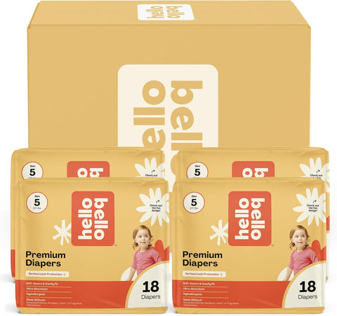 Hello Bello Diapers, Size 5 (27 lbs) Flower Child, 72 Count Value Pack of Premium Disposable Baby Diapers, Hypoallergenic with Soft, Cloth-Like Feel
