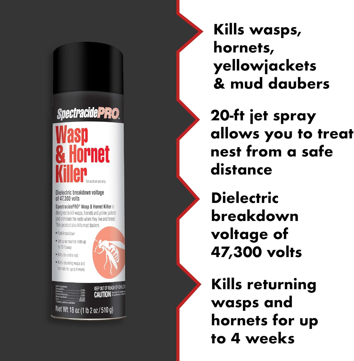 SpectracidePRO Wasp & Hornet Killer Spray, Kills Entire Nest, 18 Oz