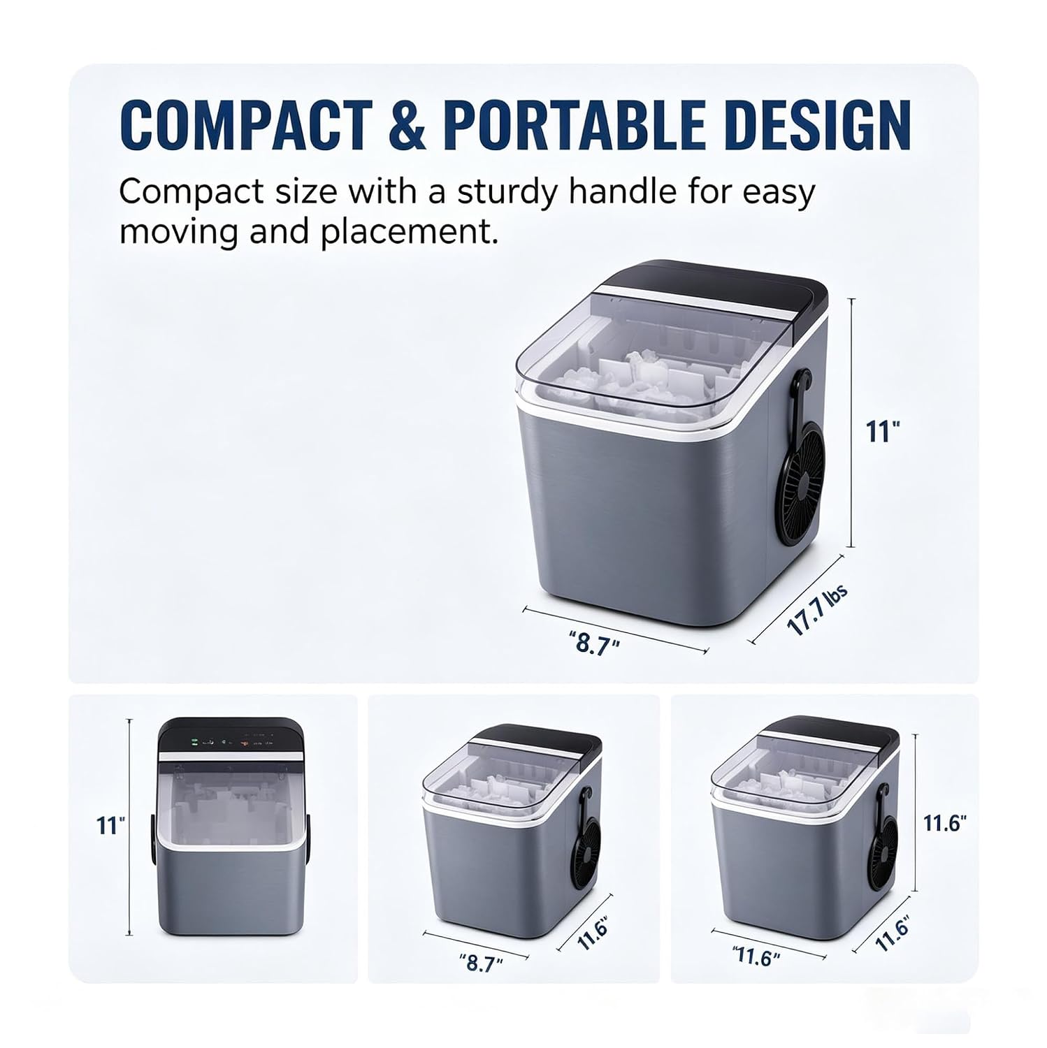 Ice Maker Countertop, Portable Ice Machine Self-Cleaning 26 lbs/Day