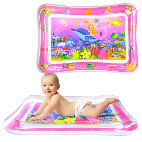ZHUYNXI RTummy time Water Playmats, Tummy time mats, Baby Water Play Mat for Kids and Toddlers Baby Toys for 3 to 24 Months, Strengthen Your Baby's Muscles,27.5x20 in Pink.