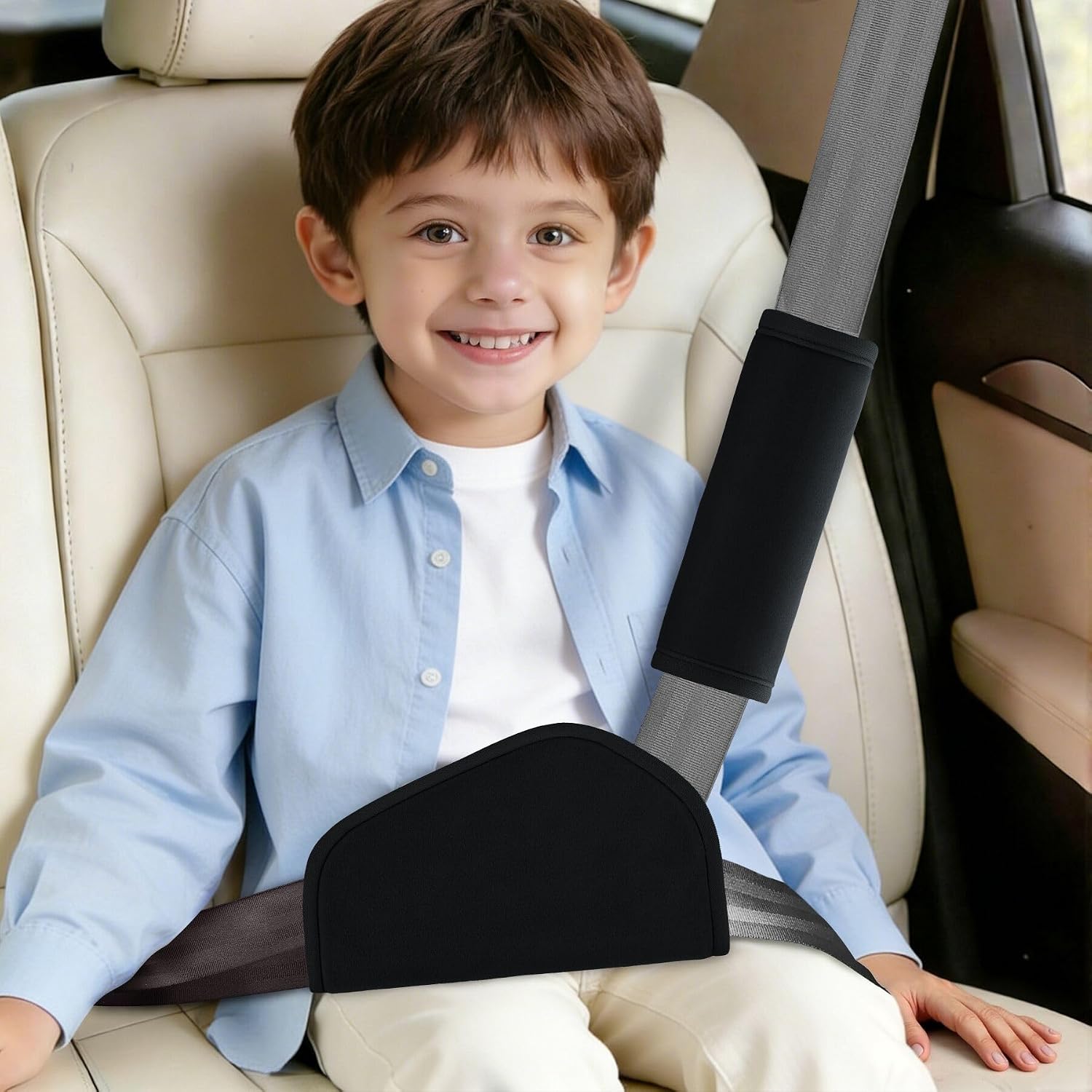 COOLBEBE Kids Seat Straps Cover Pad, Black-1