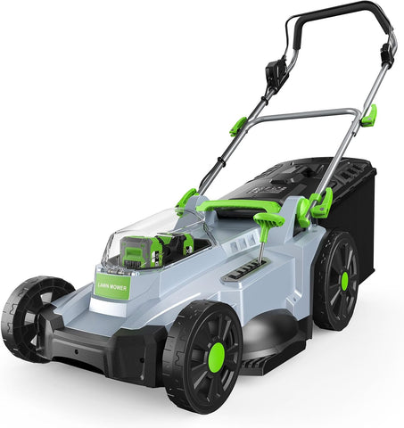 Cordless Lawn Mower, 17 in Walk Behind Lawn Mower for Yard & Garden