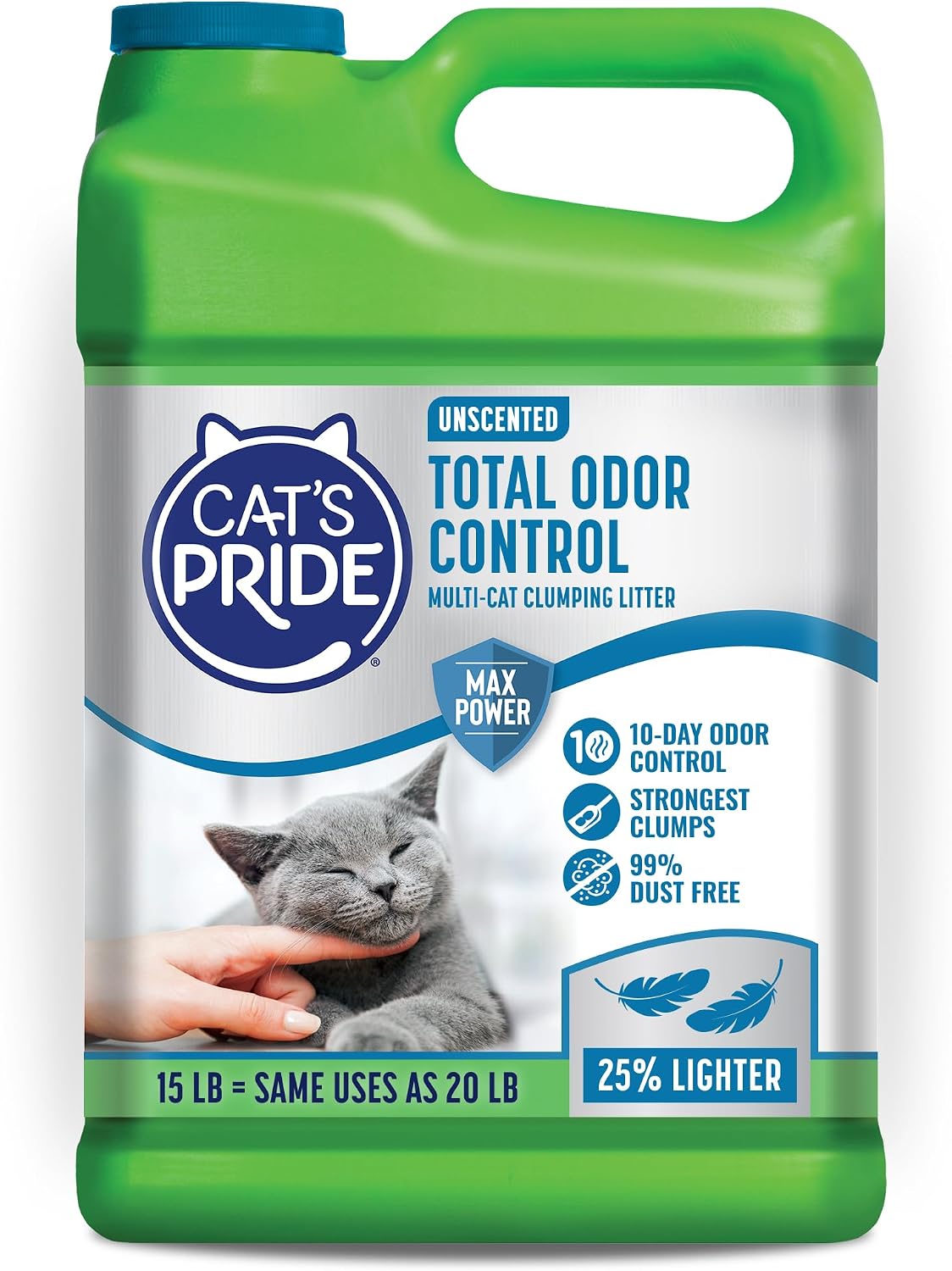Cat's Pride Total Odor Control, Max Power, Clumping Litter Unscented 15lb