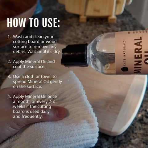 Kate Naturals Mineral Oil for Wood Cutting Board, Food Grade, Odorless, 8oz
