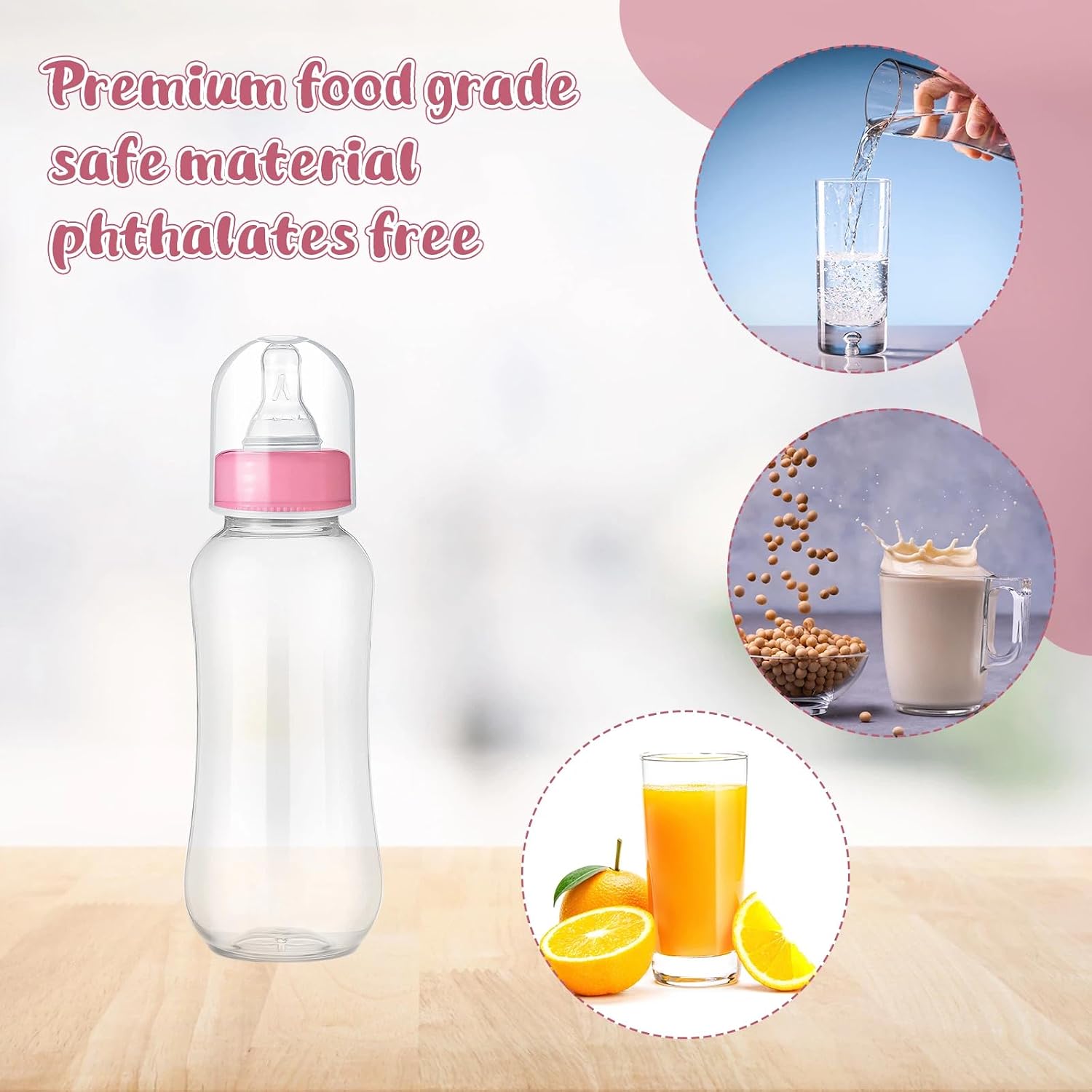 Norme 9.5 oz Plastic Bottles Chug Shower Game Party Favors for Baby Shower Decorations Gender Reveal Gifts(Pink,24 Pcs)