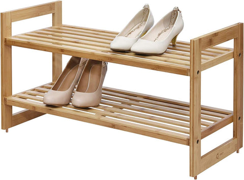 TRINITY Basics EcoStorage Stackable 2-Tier Bamboo Shoe Rack, 2-Pack