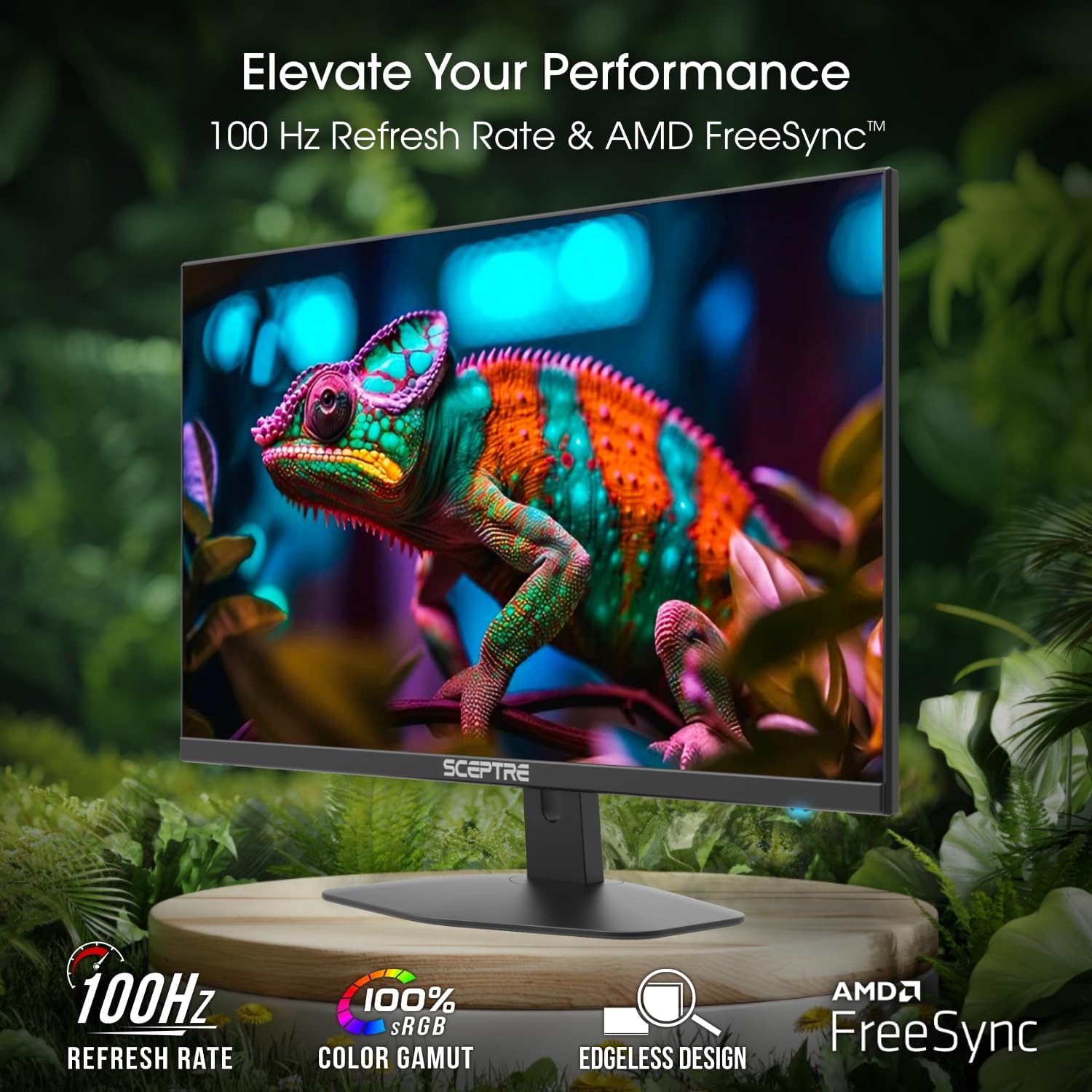 Sceptre 27-inch Prime Gaming Monitor 100Hz 1ms DisplayPort HDMI x2 100% sRGB AMD FreeSync Build-in Speakers, Eye Care Frameless Machine Black 2025 (E275W-FW100T Series)
