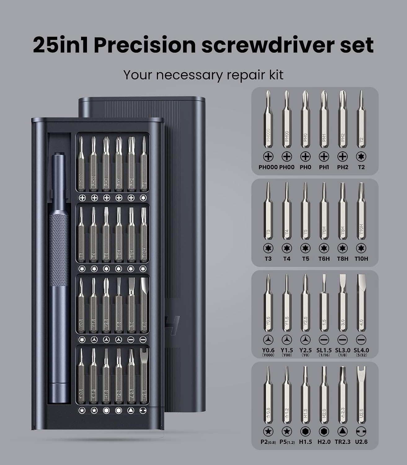 AXTH 25-in-1 Small Precision Screwdriver Set, Professional Mini Repair Tool