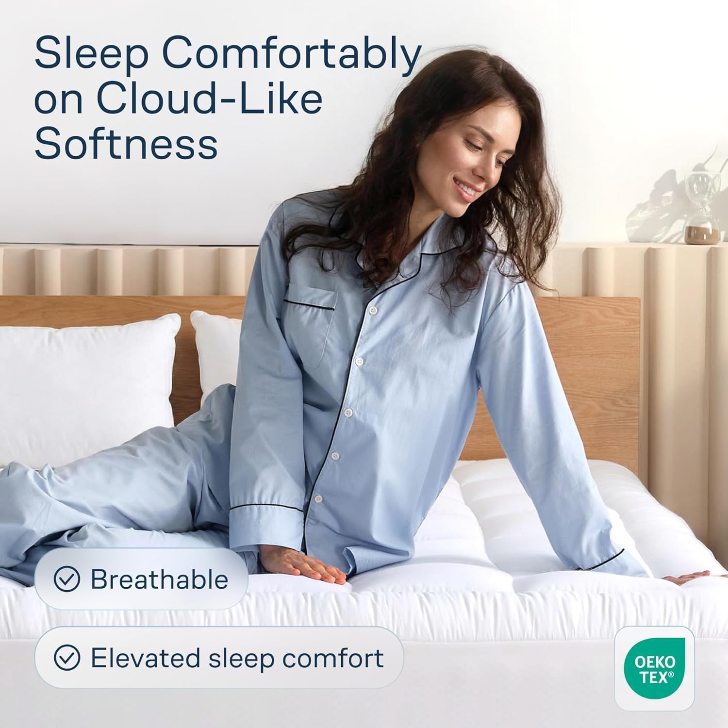 Niagara Sleep Solution 100% Cotton Top Queen Mattress Topper, Pillow Top