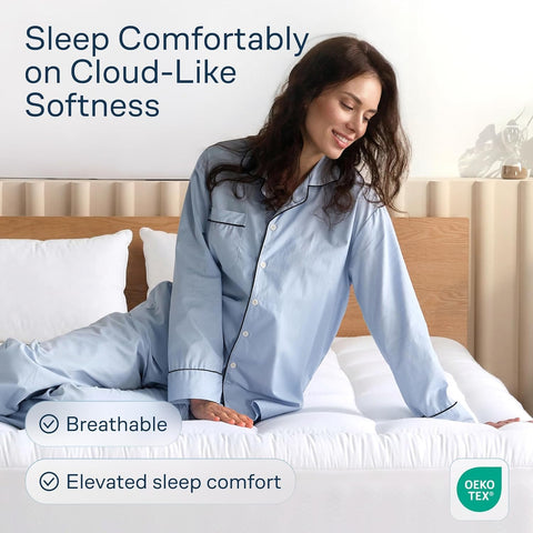 Niagara Sleep Solution 100% Cotton Top Queen Mattress Topper, Pillow Top