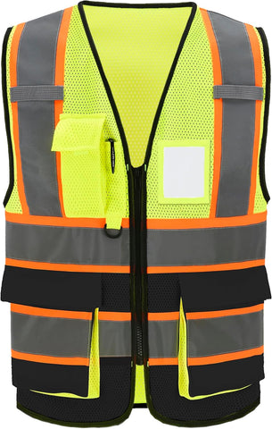 AYKRM 11 color High Vis Reflective Safety Vest for Women Men Pocket Zipper ANSI/ISEA Standard