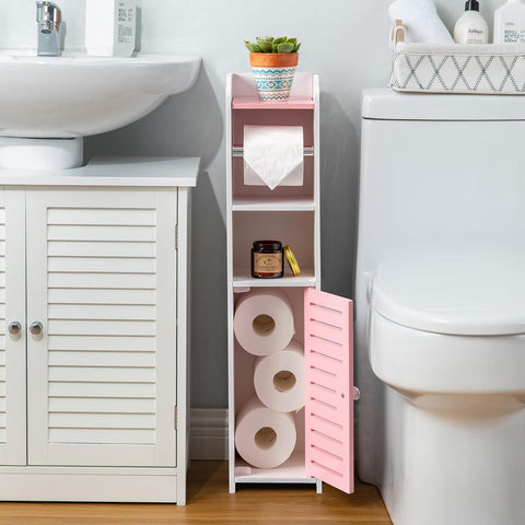 AOJEZOR Toilet Paper Holder Stand: Drill Free for Small Bathroom Renters
