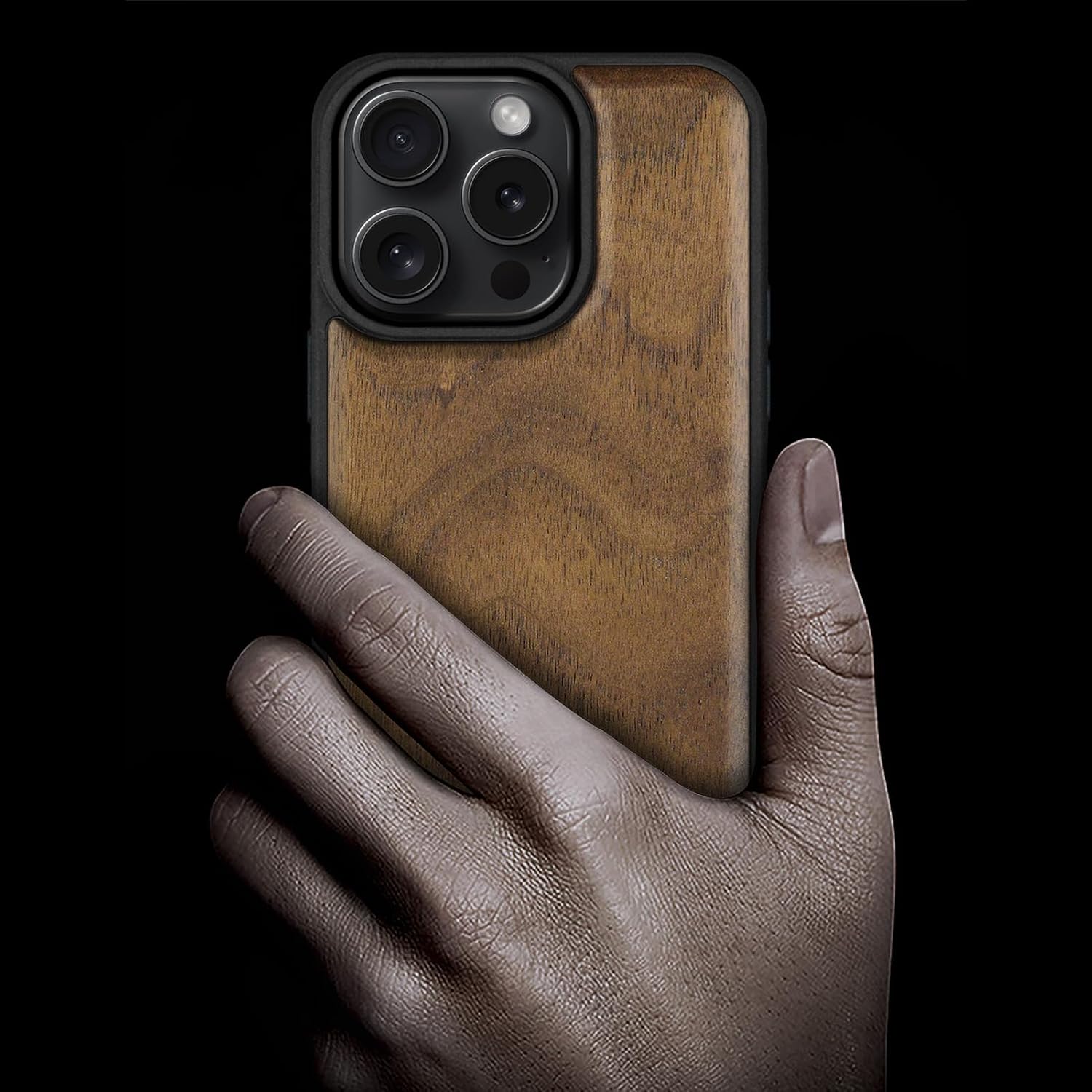 Carveit Wood Case for iPhone 16 Pro, Natural Grain, Walnut
