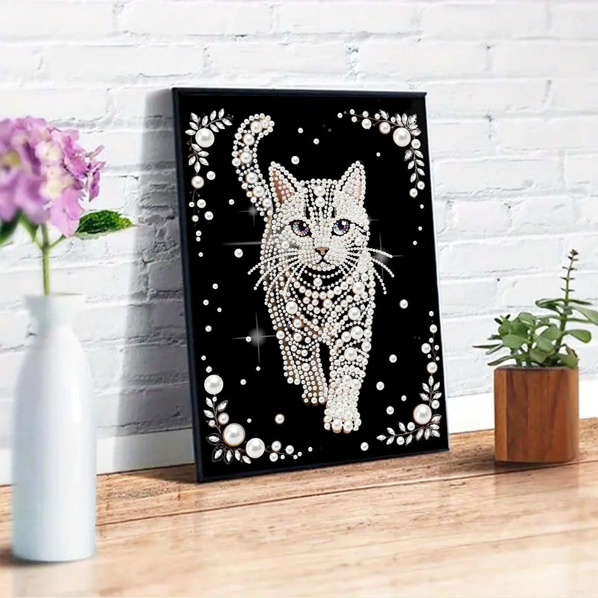 GEMFAMILY 5D Diamond Pearl Painting Kits for Adults Beginners, Special Shape Diamond Art Kits for Animal Cat,DIY Diamonds Art Pearl Painting for Home Walls Decor 12 x 16 inch