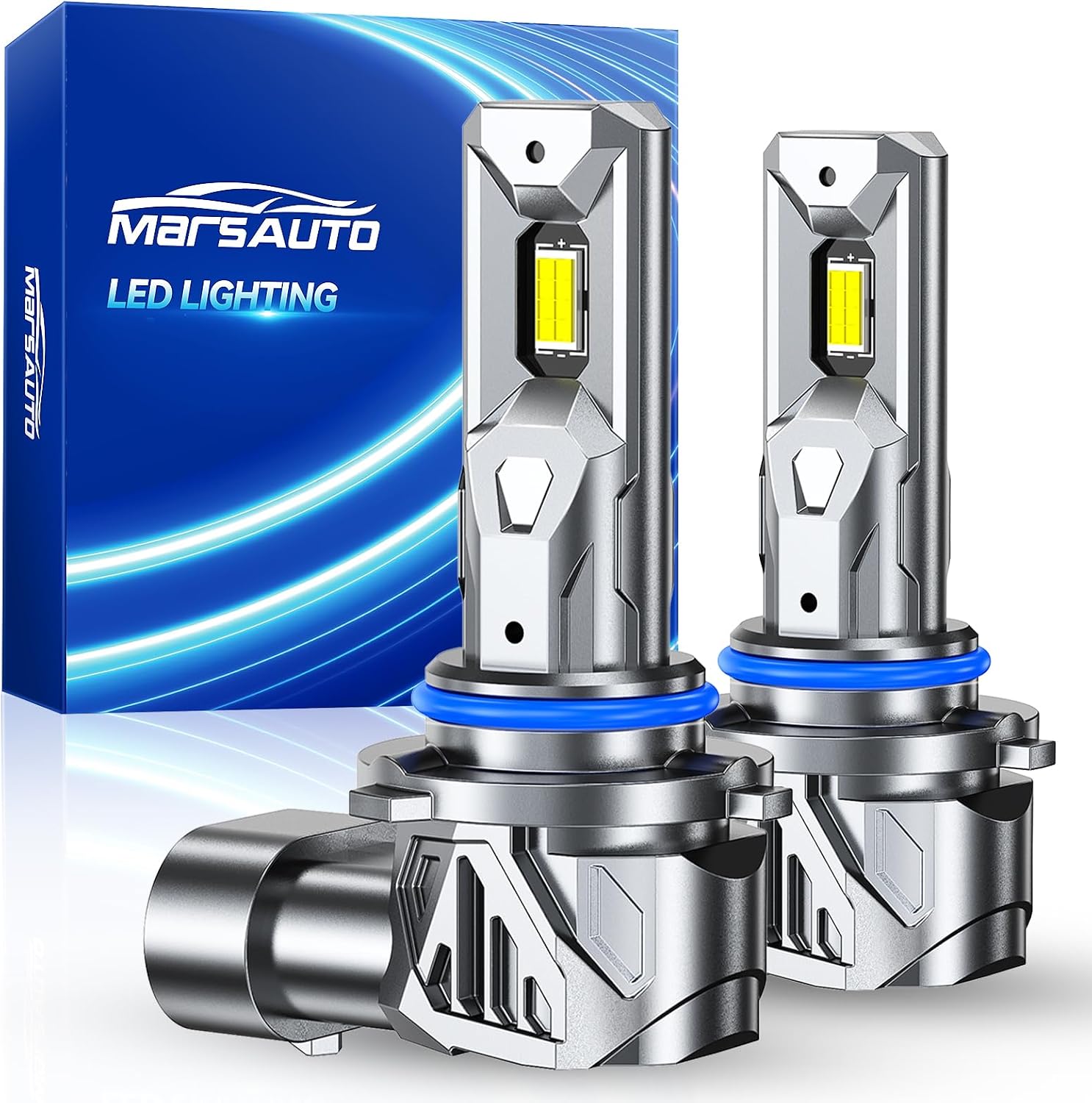 Marsauto 9005 Bulb, 40,000LM 800% Super Bright, 1:1 Mini Size 6500K Cool White IP68 Waterproof Automotive Replacement HB3 Fog Lights, Plug and Play, Pack of 2