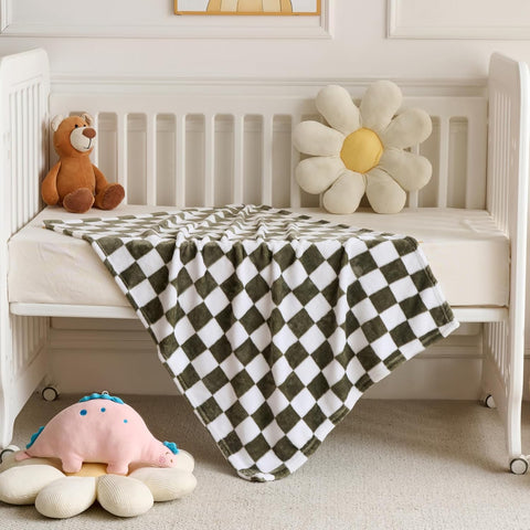 4 Pcs Baby Blankets,Fleece Checkered Baby Blanket, Cozy and Fluffy Crib Blankets for Boys- Toddler Receiving Blankets 30×40