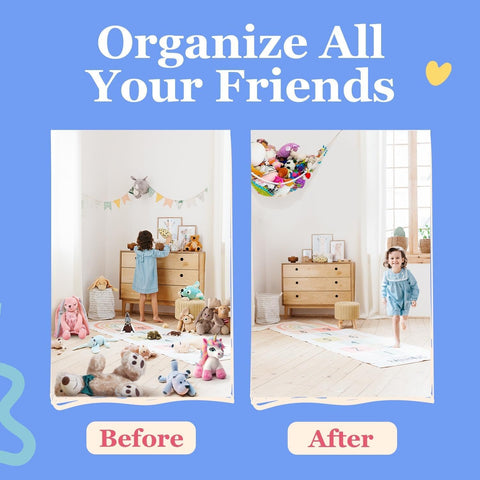 Large Stuffed Animal Storage Hammock 2 Pack | Holds 12 lbs | Corner Stuffed Animal Organizer | Plushie Net for Stuffed Animals | Stuffy Storage, Cute Bedroom, Room Decor | Pastel Purple