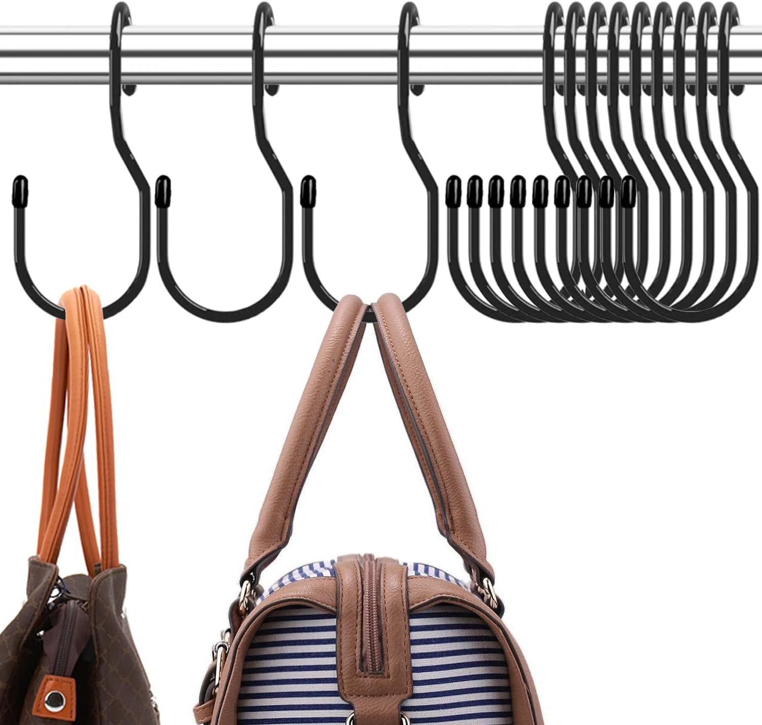 24-Pack Purse Hangers for Closet, Large 5-inch Twist Design Hooks for Bags, Purses, Handbags, Belts, Scarves, Hats