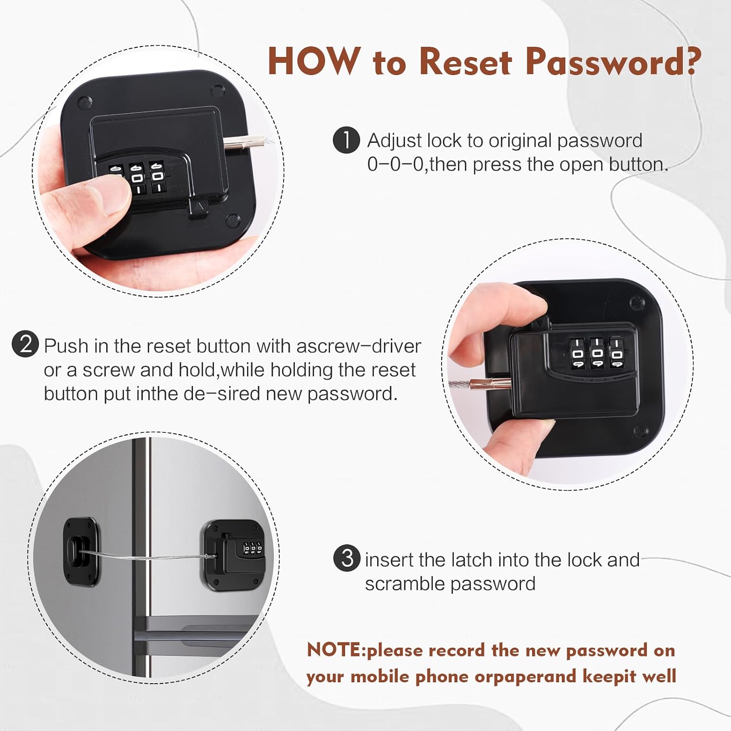 Refrigerator Lock, Combination Lock for Refrigerator Cabinets, Drawers, Heavy Duty Fridge Lock, Easy Install No Keys Needed, Black (Black-6Pack)