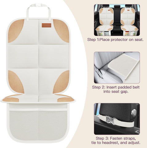 SMART ELF 2 Pack Car Seat Protector-600D Fabric Waterproof (Beige Brown)