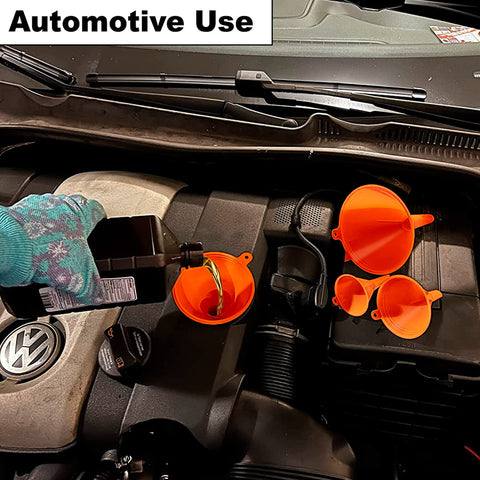 Oil Funnel Set - Plastic Funnels for Automotive & Kitchen