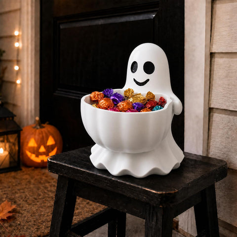 Halloween Decor Cute Ghost Candy Bowl Durable Resin Snack Holder