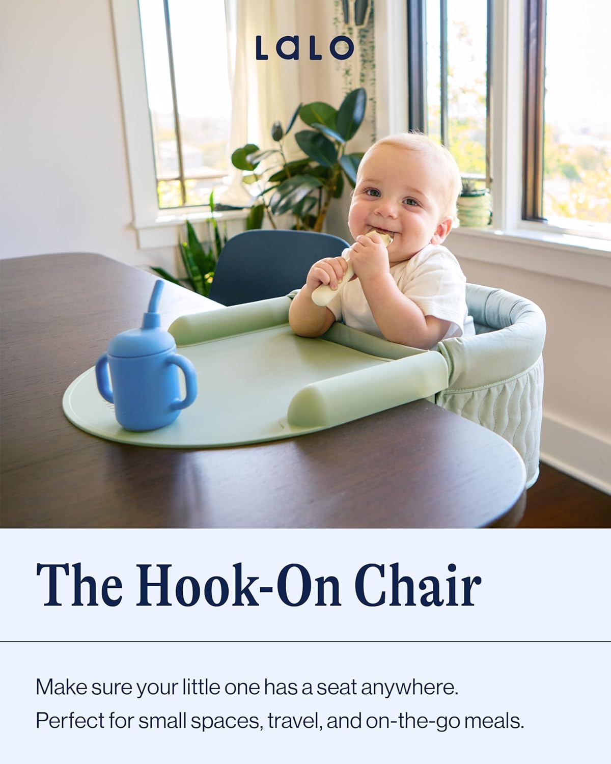 Lalo The Hook-On Chair, Portable Baby High Chair, Silicone Tray & Footrest