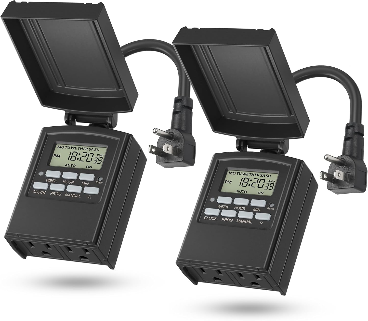 BN-LINK Outdoor 7-Day Programmable Timer Outlet, 2 Outlets, 2 Pack
