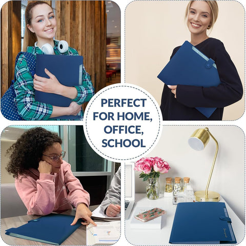 SKYDUE Expanding File Folder, Accordion File Organizer with 8 Pocket, Expandable Document Paper Receipt Holder for School Office Hospital, Letter/A4 Size Blue
