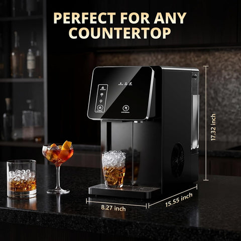 COWSAR 2-in-1 Countertop Ice Maker Machine with Water Dispenser, Black