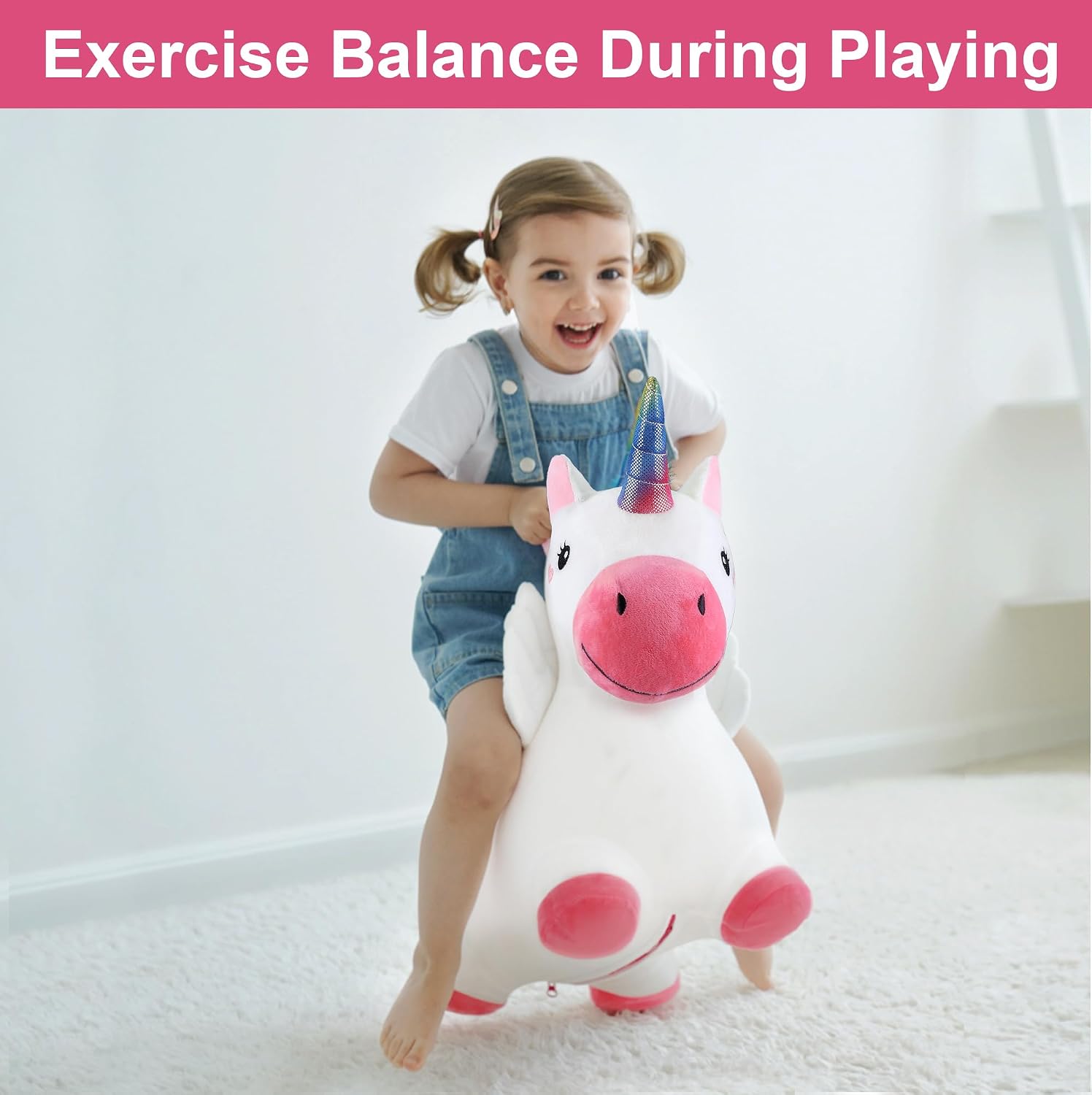 Bouncy Pals Toddler Unicorn Hopper Toy Girl Gift, Outdoor Ride Animal Horse