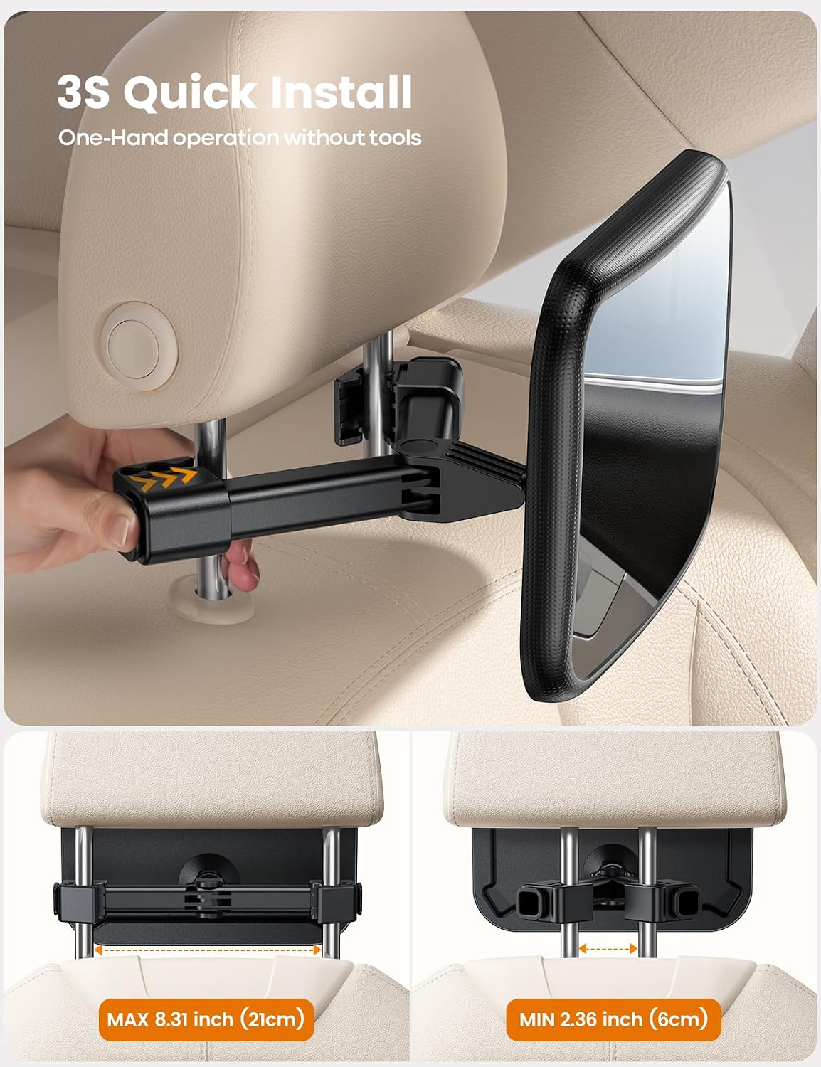 Lamicall Backseat Baby Car Mirror, Safe Never Shake & Fall, Wide Clear View