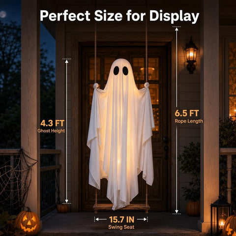 Halloween 4.3 FT Large Hanging Swing Ghost Decorations