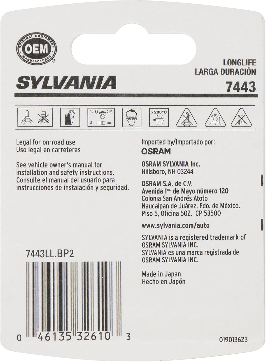 Sylvania - 7443 Long Life Miniature - Bulb, Ideal for Daytime Running Lights (DRL) and Back-Up/Reverse Lights (Contains 2 Bulbs)
