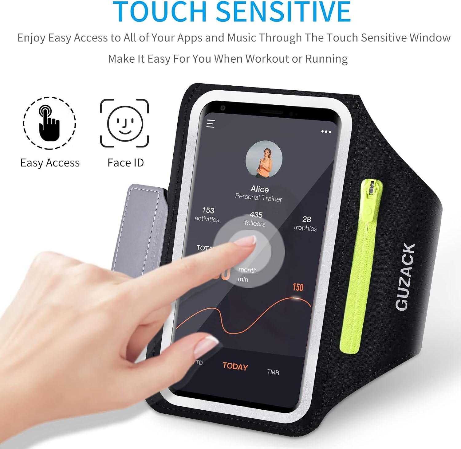 GUZACK Running Armband for iPhone 17 16 15 14 13 Pro Max, Galaxy S25 S24 S23 S22, with Card Slot & Key Pockets, Running Phone Holder, Fit Up to 6.9 Inches Phone - Size L (Bigger Arm 14-17 in)