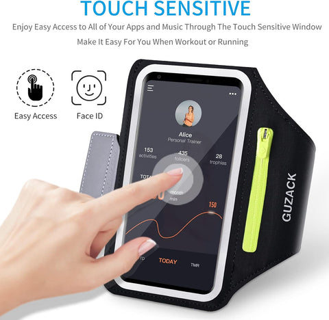 GUZACK Running Armband for iPhone 17 16 15 14 13 Pro Max, Galaxy S25 S24 S23 S22, with Card Slot & Key Pockets, Running Phone Holder, Fit Up to 6.9 Inches Phone - Size L (Bigger Arm 14-17 in)