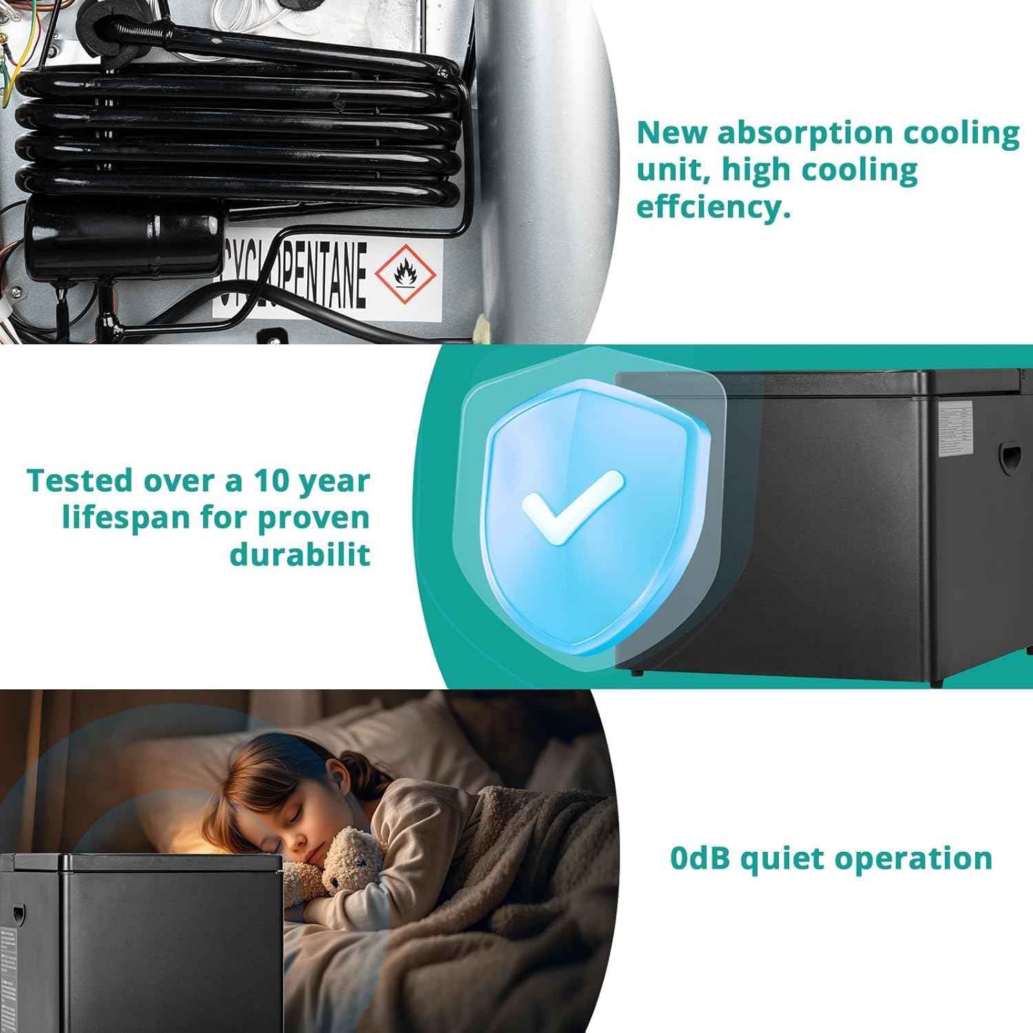 SMETA Propane Freezer, 2.4 Cu.Ft 3 Way Deep Chest Freezer Gas/110V/12V with Lock LPG AC/DC for Off Grid Cabin Outdoor Camping RV Garage Black