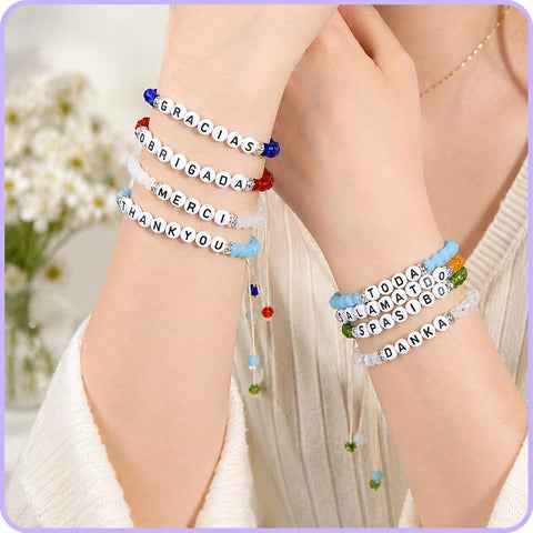 300Pcs Alphabet Beads for Friendship Bracelets Making 4X7mm Individual Round White Letter Beads P