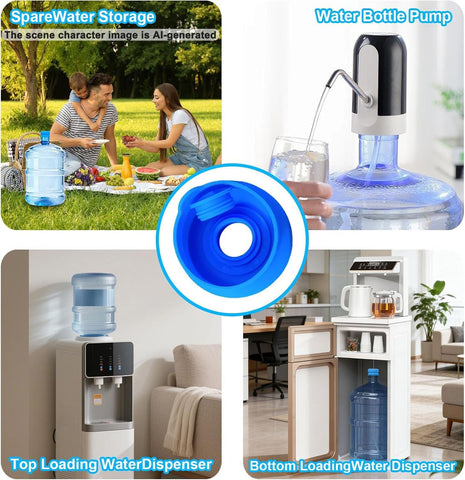 3 Pack 3 and 5 Gallon Water Jug Cap, Upgrade Silicone Reusable Replacement Caps, Non Spill Lids for 55mm Standard/Screw/Crown Tops Water Bottle