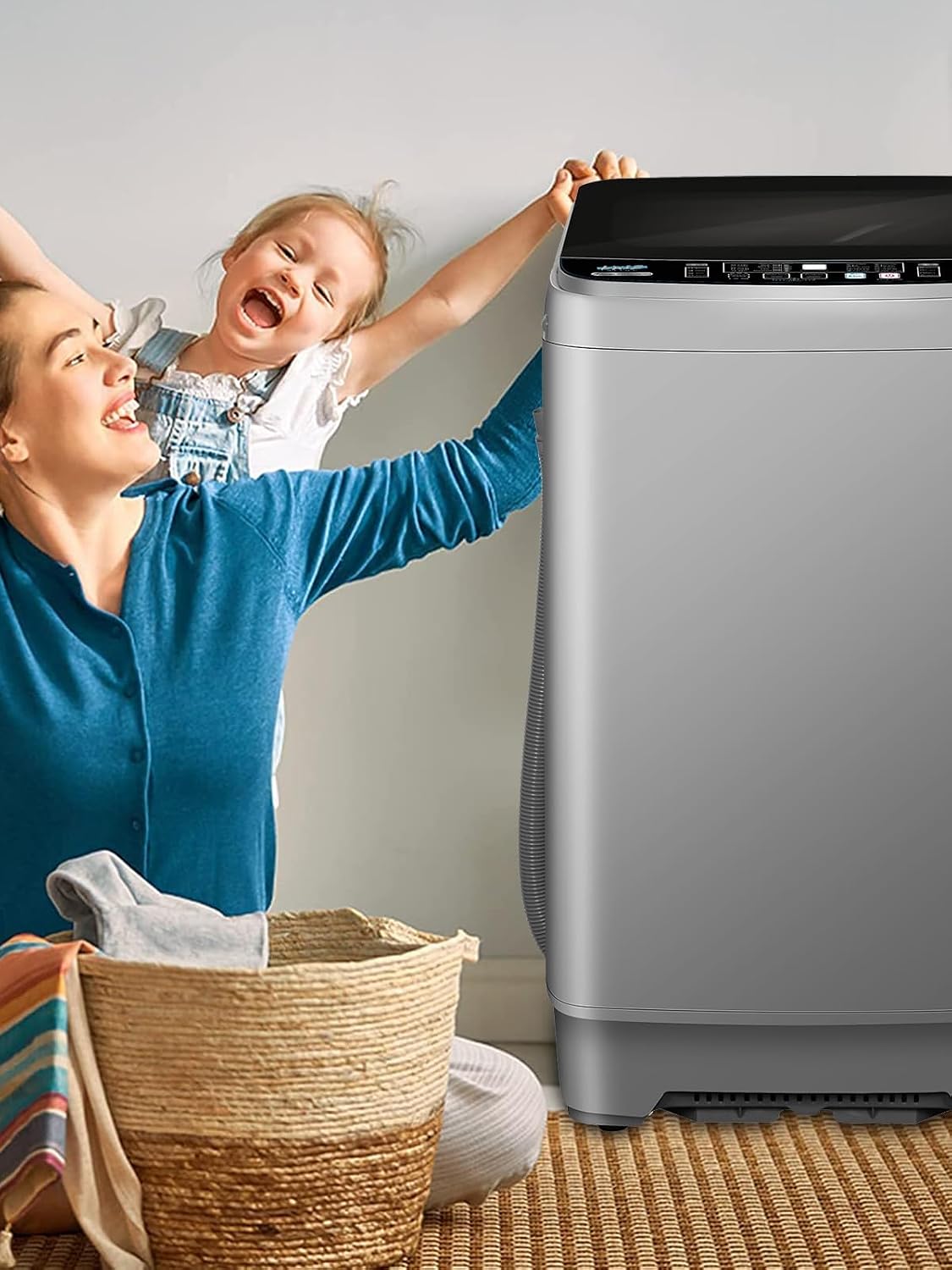 25 lbs Full Automatic Washing Machine Compact Washing Machine Grey