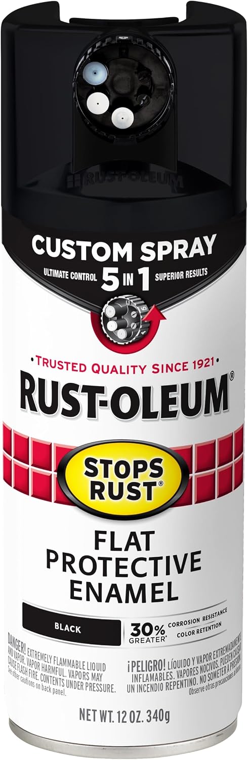 Rust-Oleum Stops Rust Custom 5-in-1 Spray Paint, Flat Black
