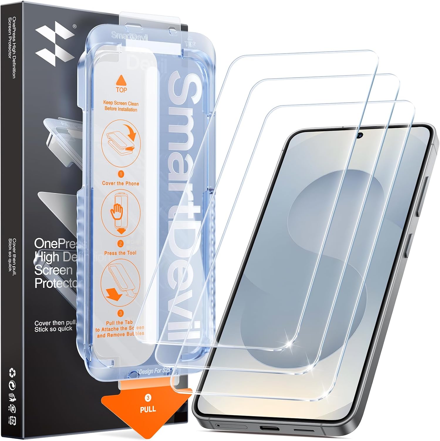 SMARTDEVIL 3 Pack for Samsung Galaxy S25 Screen Protector