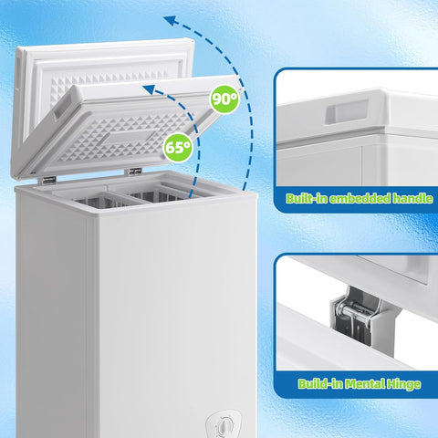 2.2 Cu.Ft Small Chest Freezer Deep Freezer 7-Level Temperature White