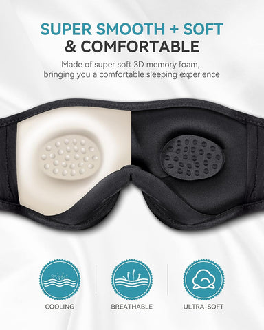MUSICOZY 3D Sleep Headphones Bluetooth 5.4 Sleep Mask with HD Speakers