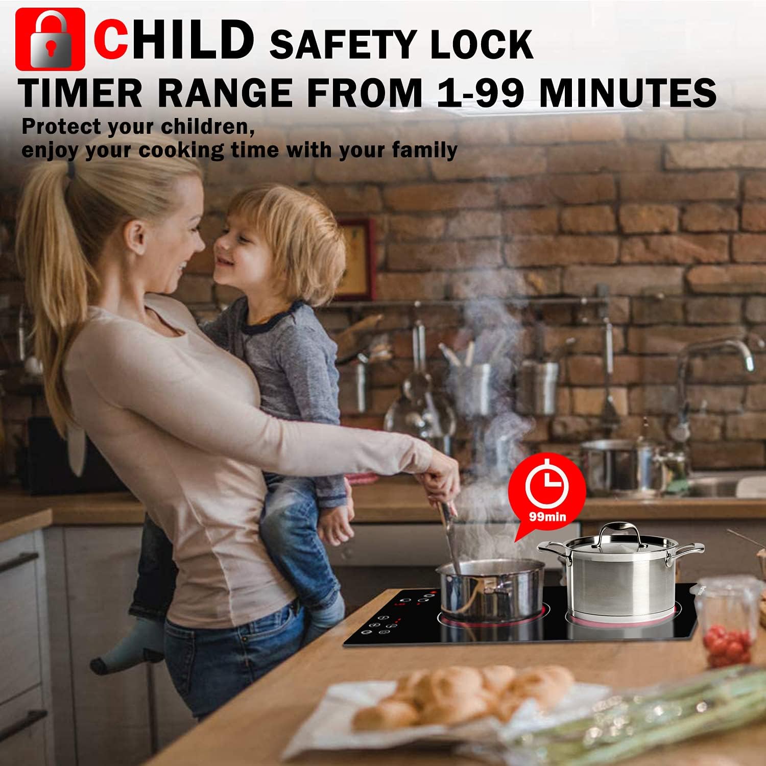 Karinear 2 Burner Electric Cooktop 12 Inch, Drop-in Radiant Cooktop
