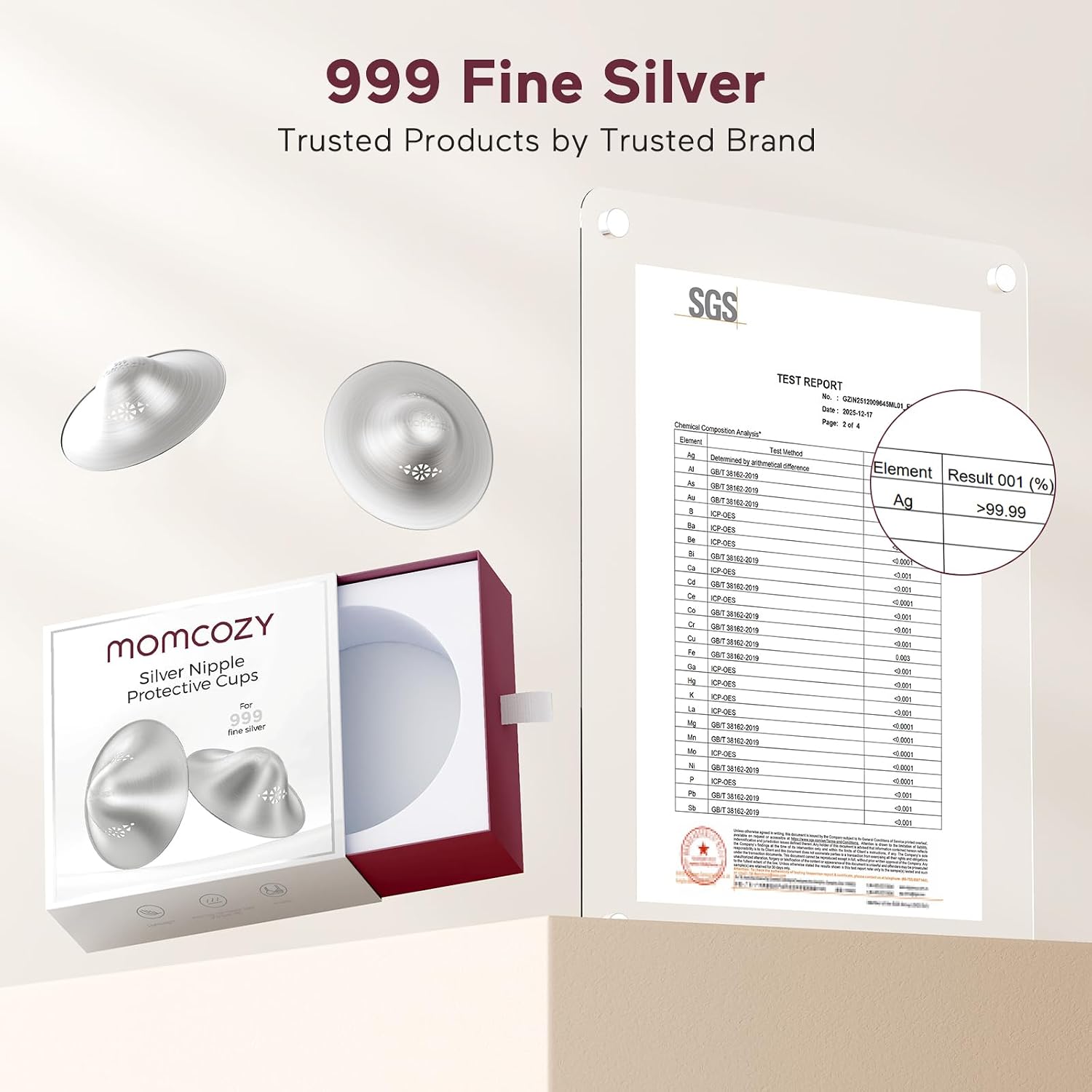 Momcozy 999 Silver Nursing Cups, Perforated Breathable Design,Regular Size