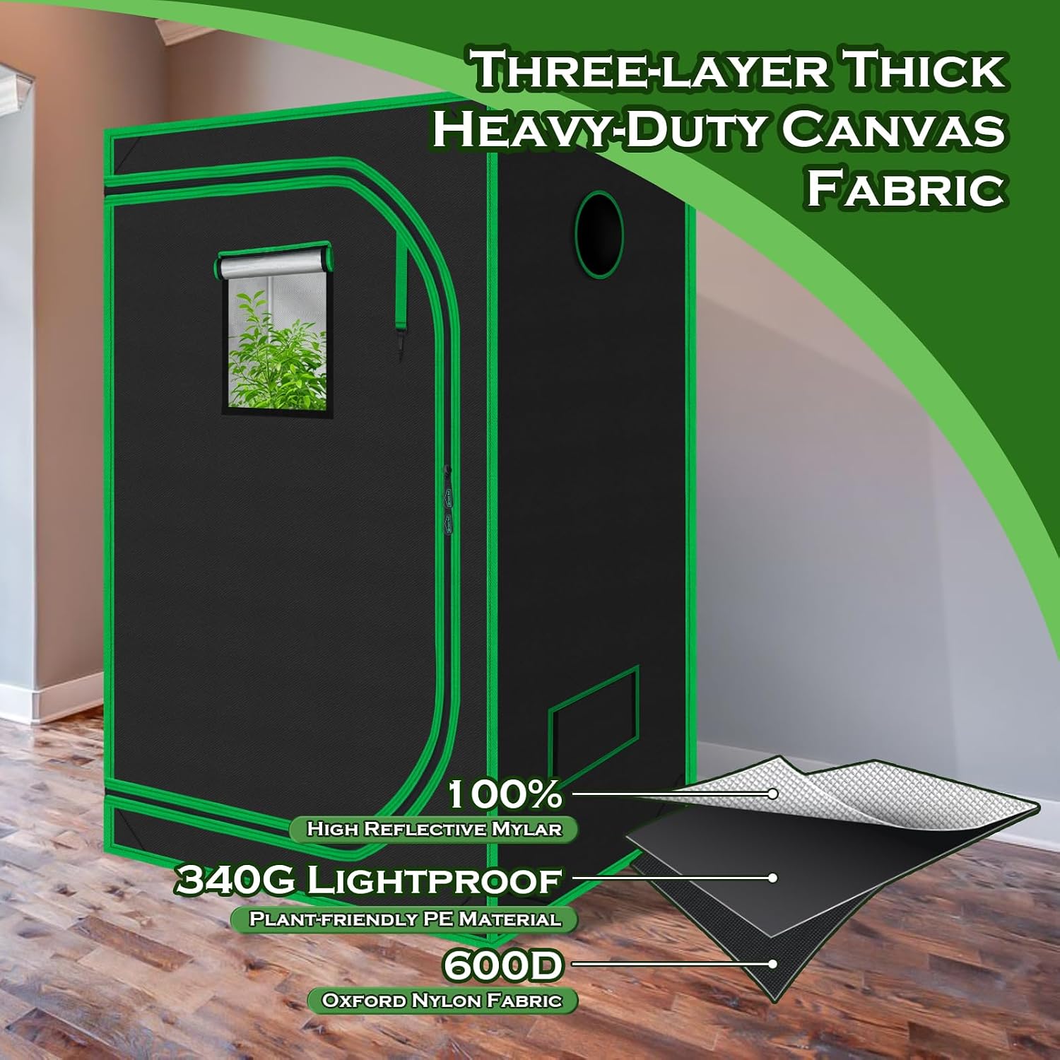 3x3 Grow Tent, 36"x36"x72" Hydroponics Growing Tent